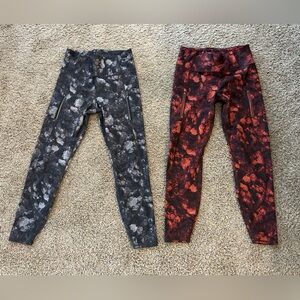 2 pair Athleta Womens Legging Rainer 2 Front Zipper Pockets medium lot floral